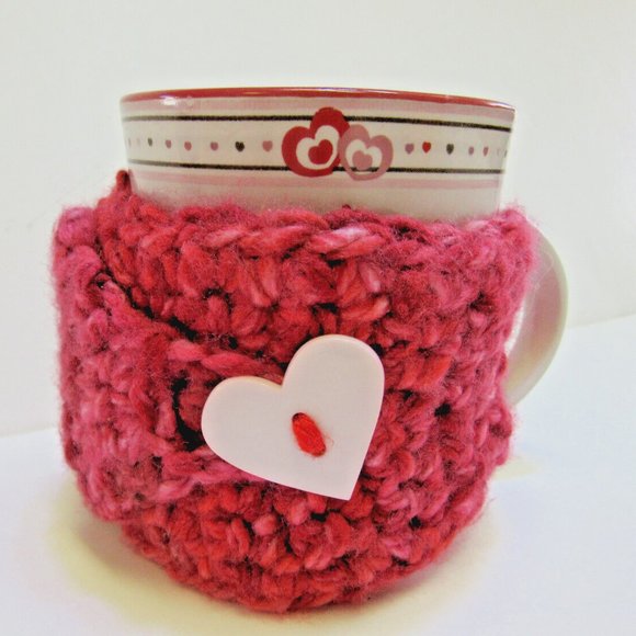 Pink Coffee Mug Cozy Keep It Hot Cover Cup Sleeve Crochet Cozi Tea Drink NWT - Picture 1 of 10